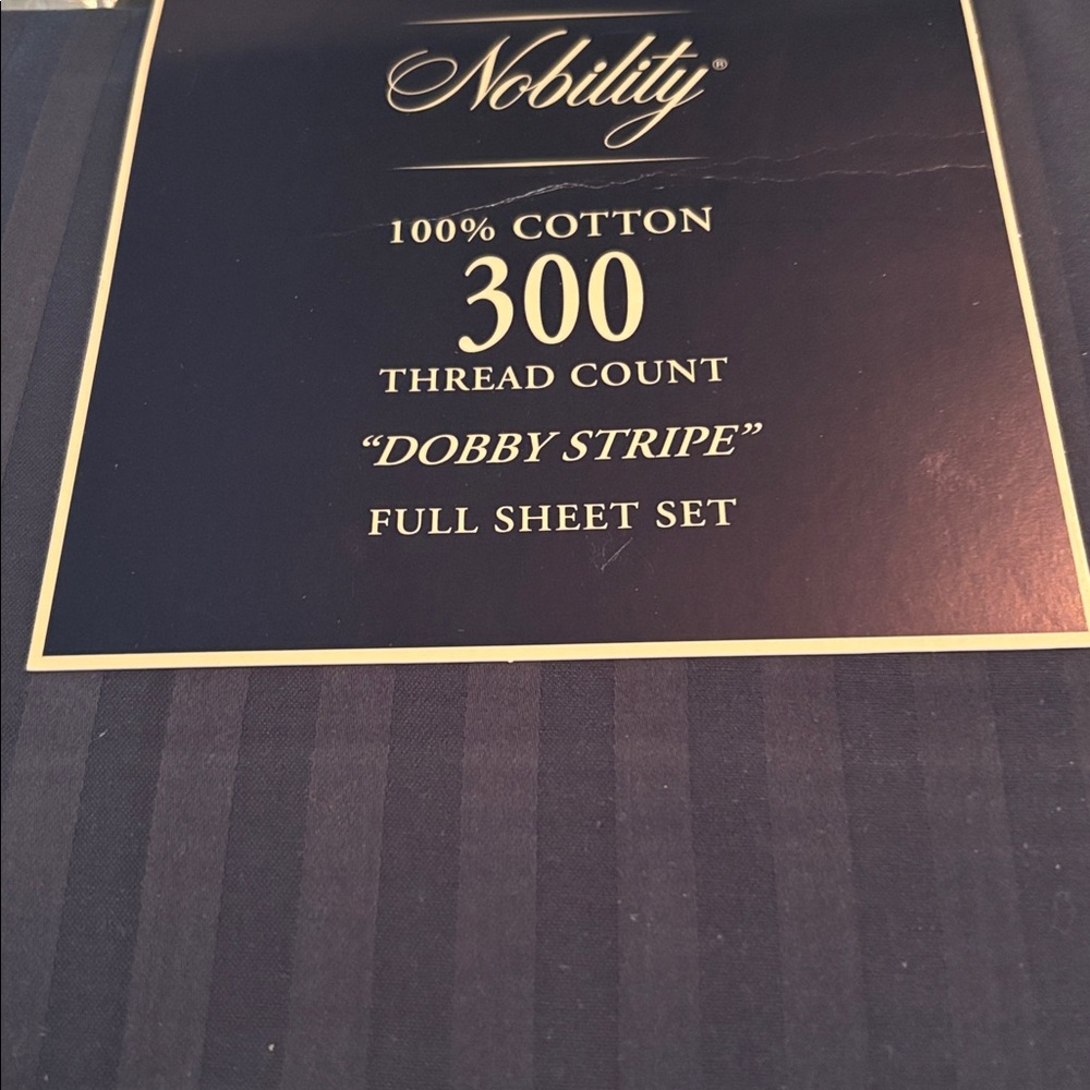 Sheet set 4 piece full size Nobility 300 thread count new cotton Dobby Stripe